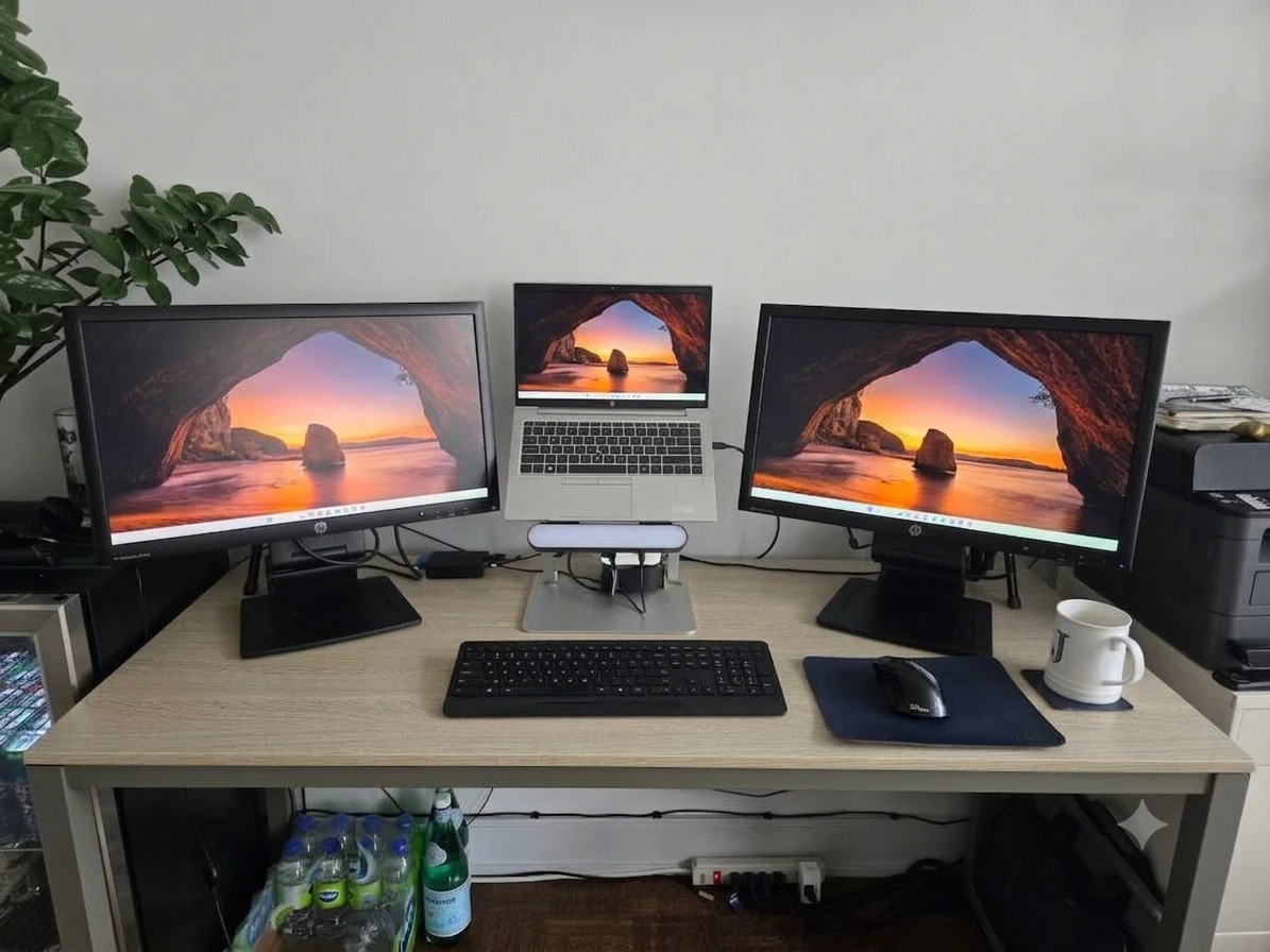 Two 23" HP Monitors