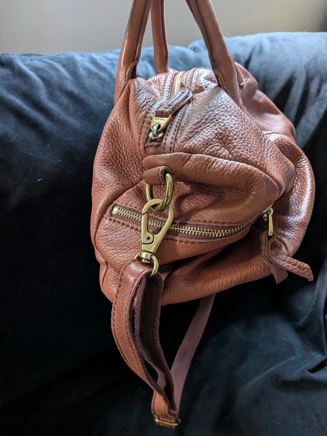 Vintage Fossil Brown Leather Handbag Shoulder Bag - photo 2