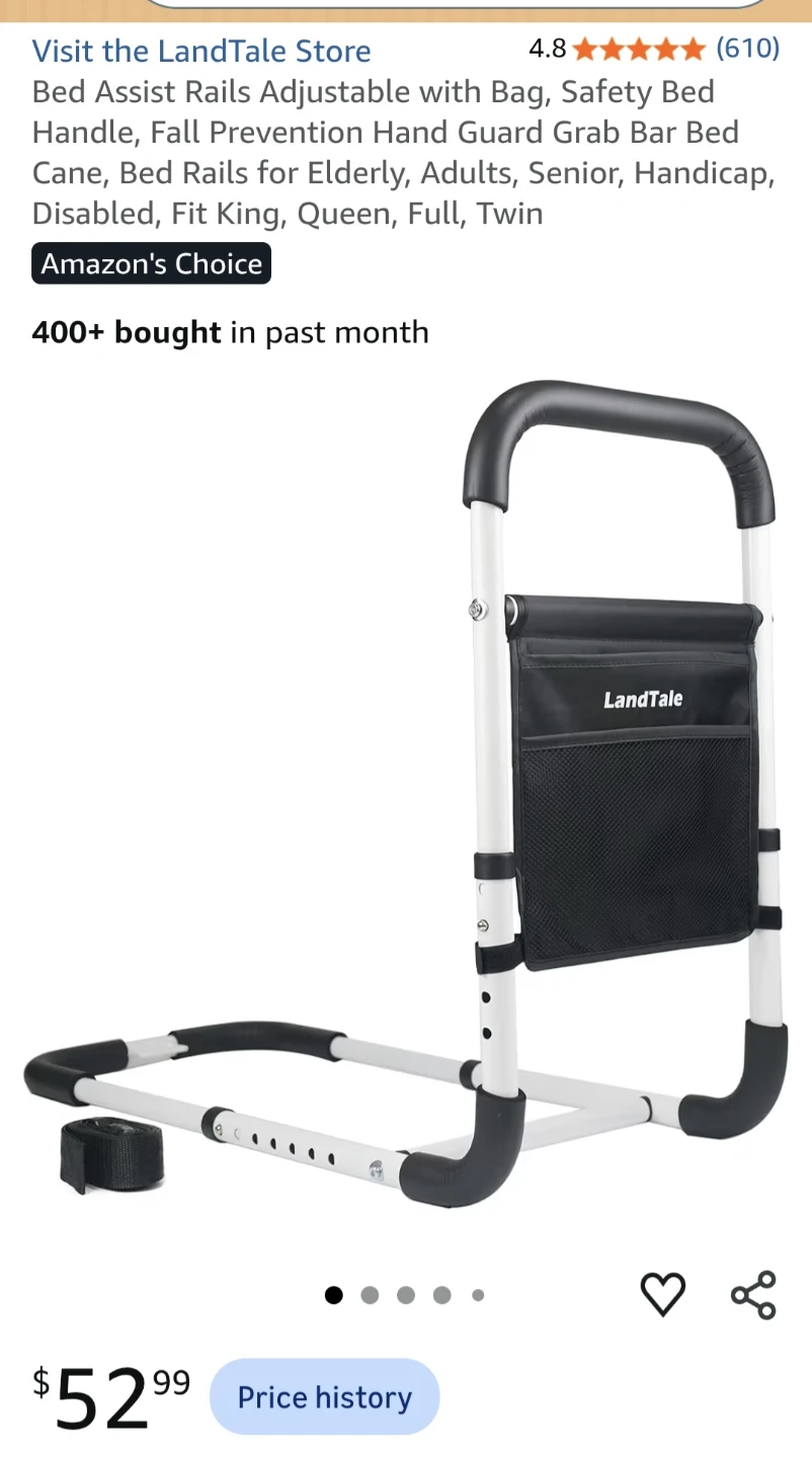 LandTale Adjustable Bed Assist Rail with Storage Bag - photo 3