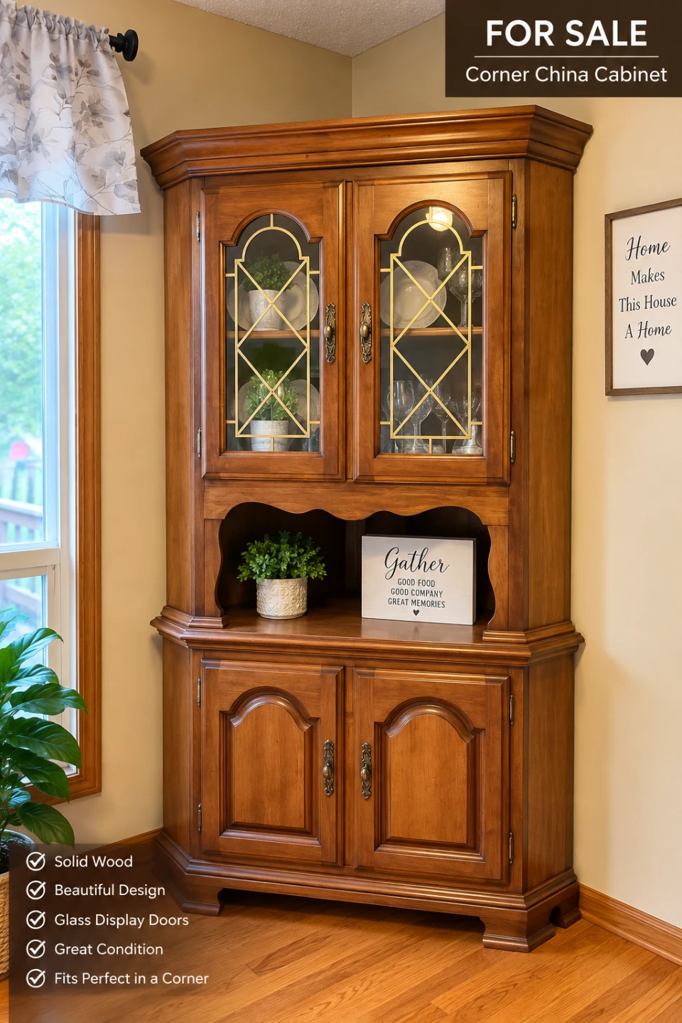 Solid Wood Dining Room Cabinet Set – 4 Pieces
