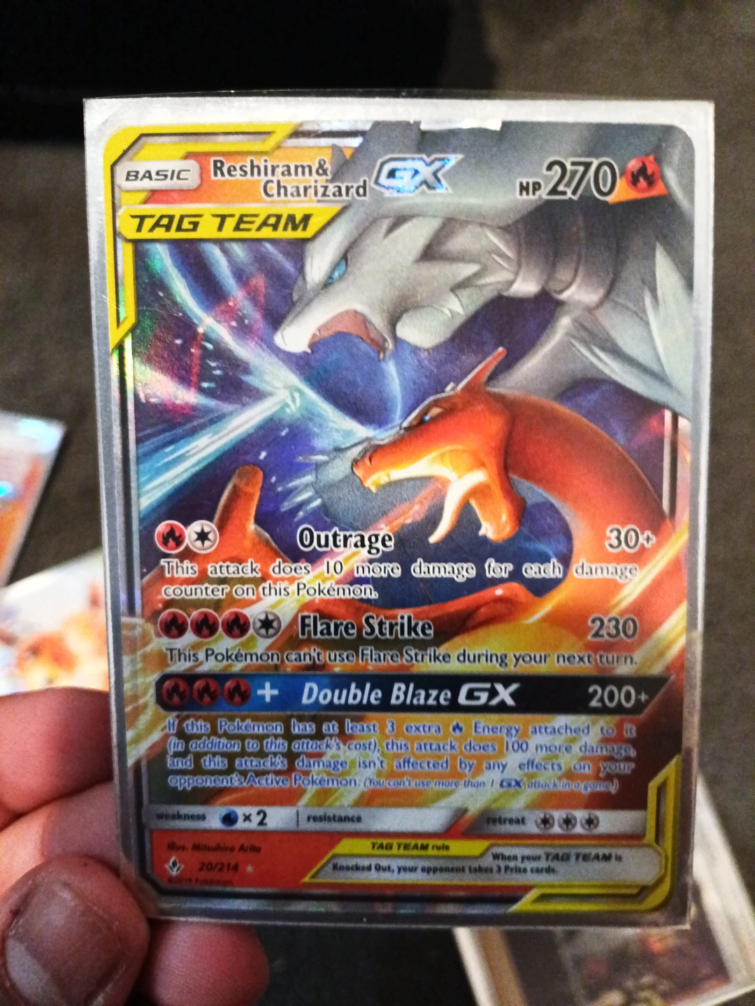 Pokemon Reshiram & Charizard GX Tag Team Card