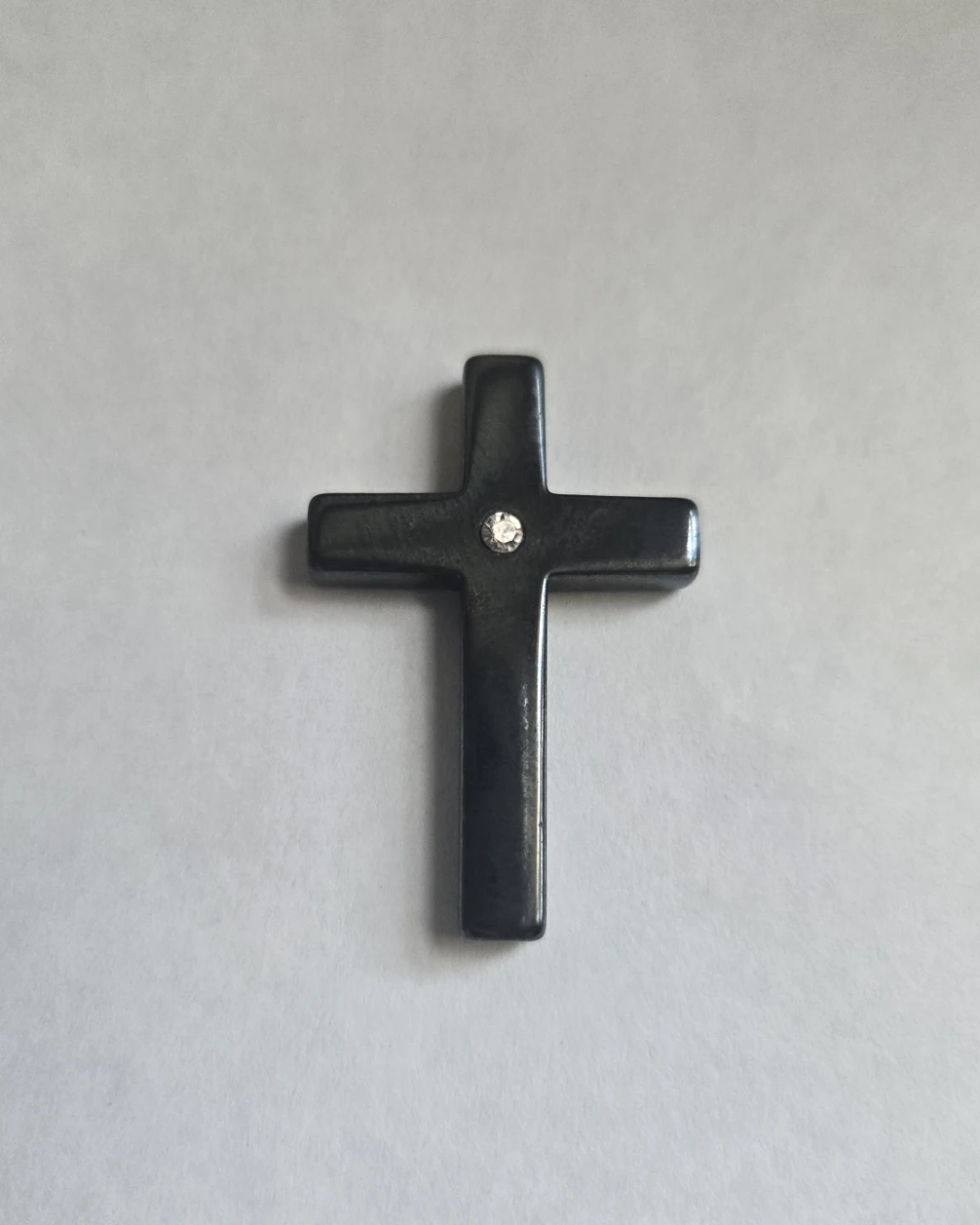 Black Hematite Cross with Gemstone