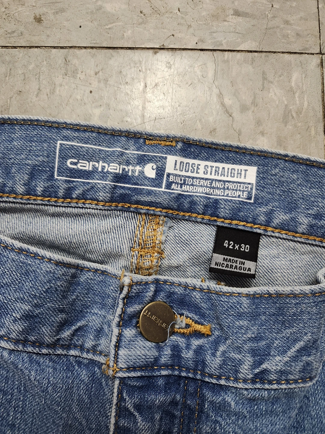Carhartt Loose Straight Denim Dungarees 42x30