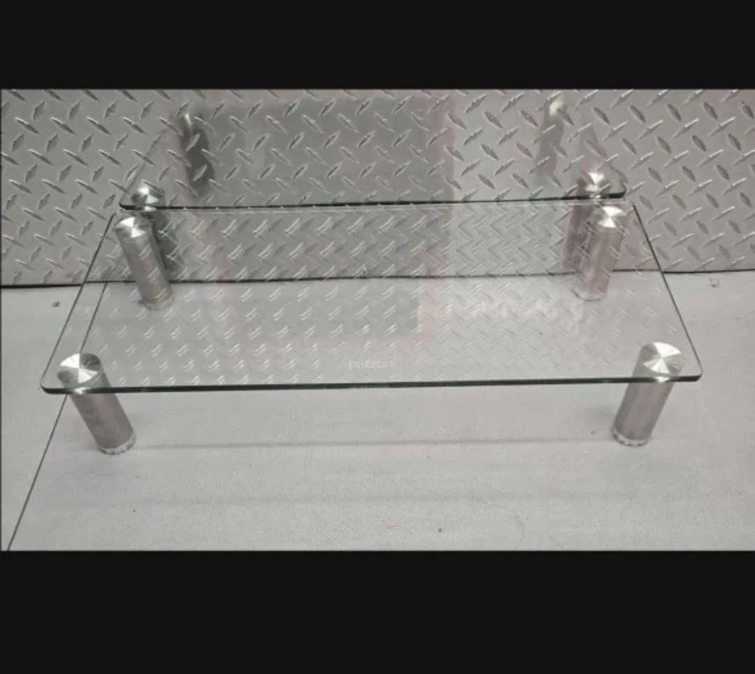 Clear Glass Monitor Stand with Metal Legs - photo 2