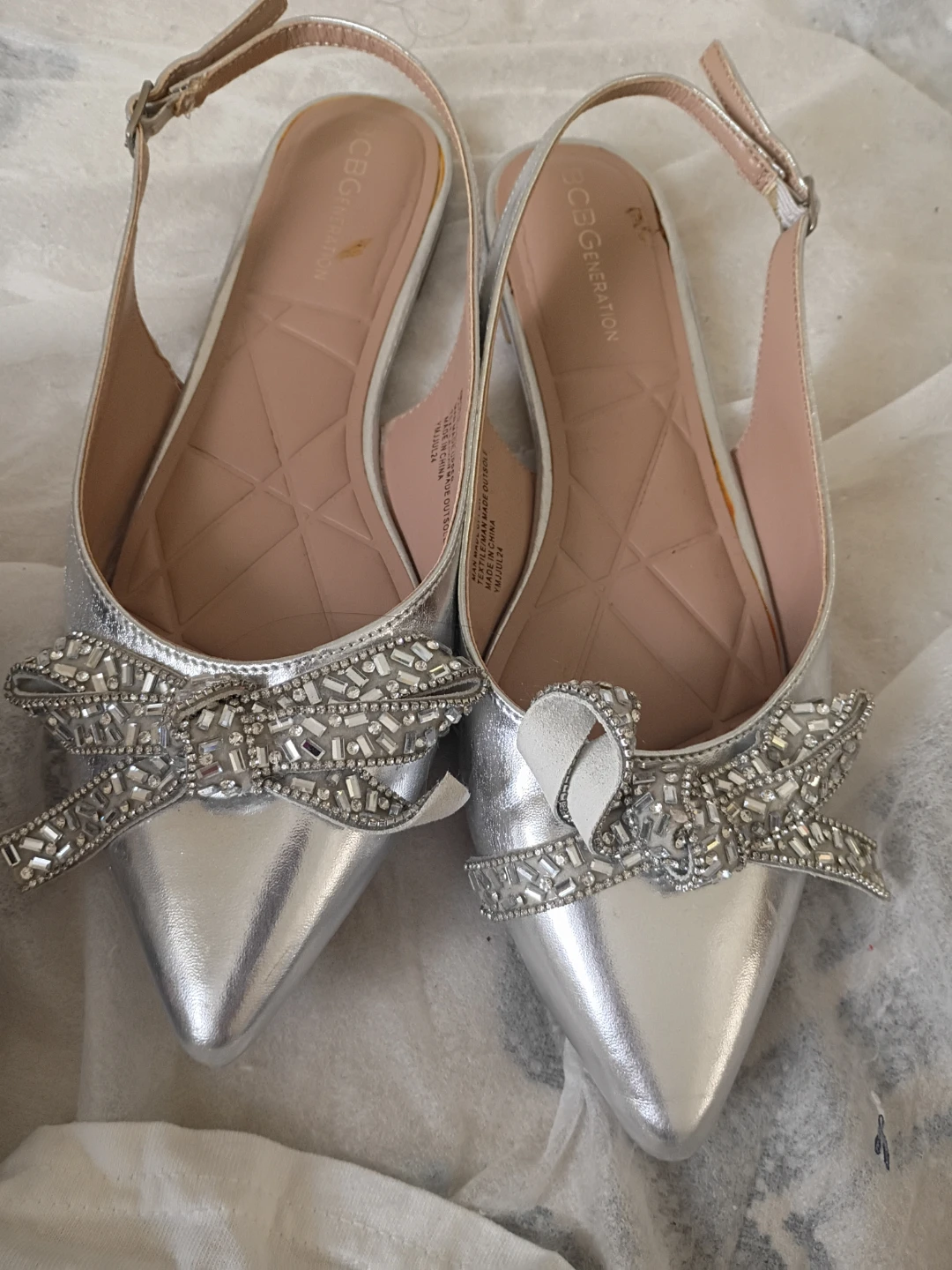 BCBGeneration Silver Rhinestone Slingback Flats - photo 2