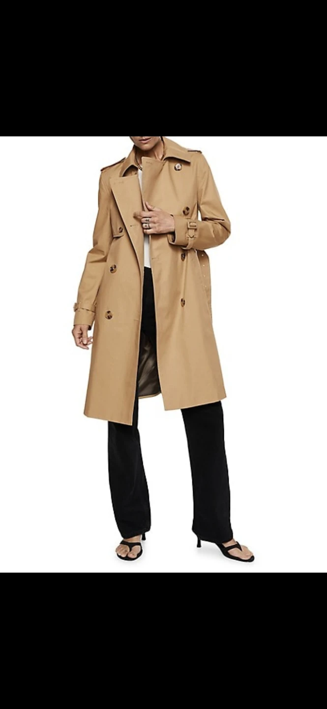 Mango Beige Double-Breasted Trench Coat size small