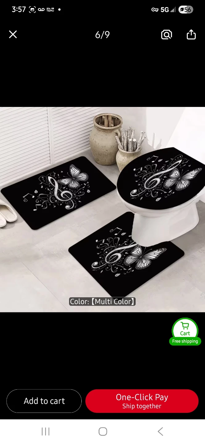 3-Piece NEW Butterfly and Music Note Bathroom Mat Set 🎼 - photo 4