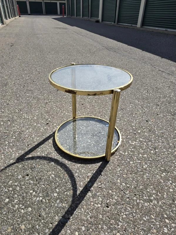 Vintage Brass and Glass Side Table - photo 2