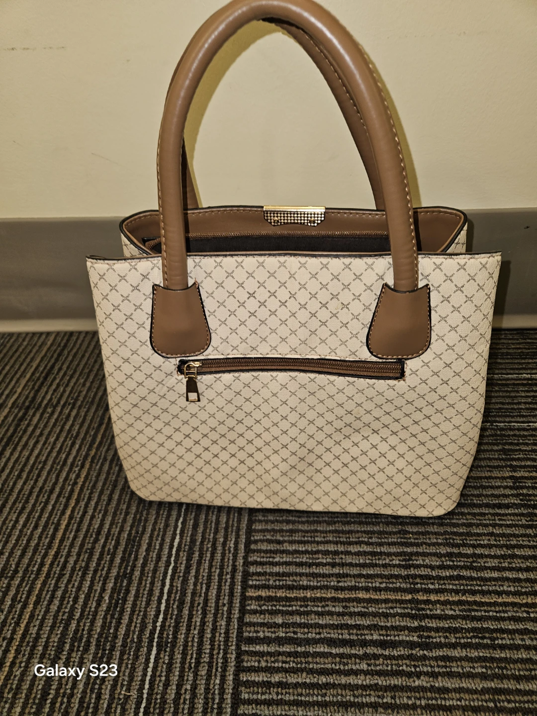 Two-Tone Patterned Handbag
