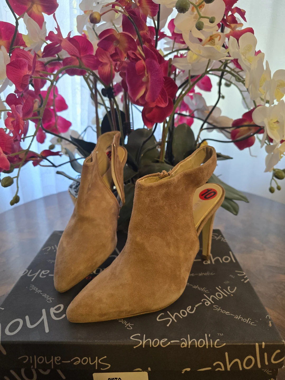 Shoe-aholic Tan Suede Heels Size 10