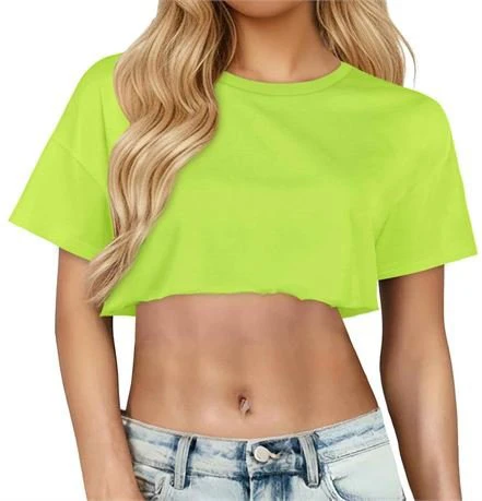 Neon Green Crop Top T-Shirt sz L