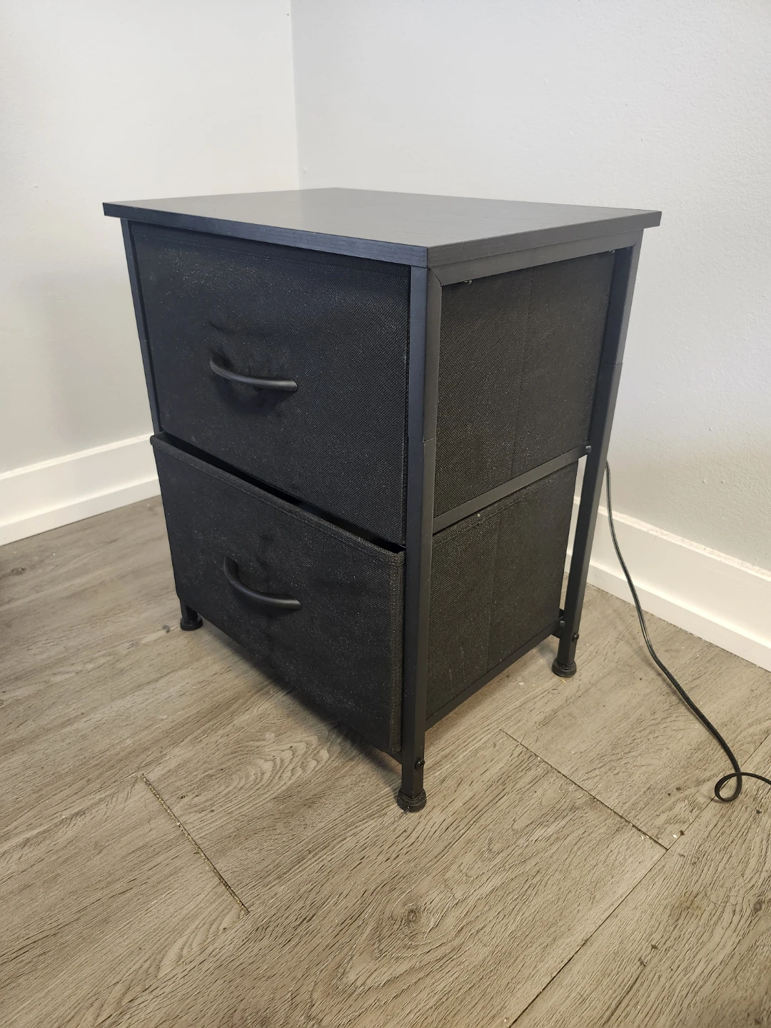 Black 2-Drawer Nightstand - photo 2