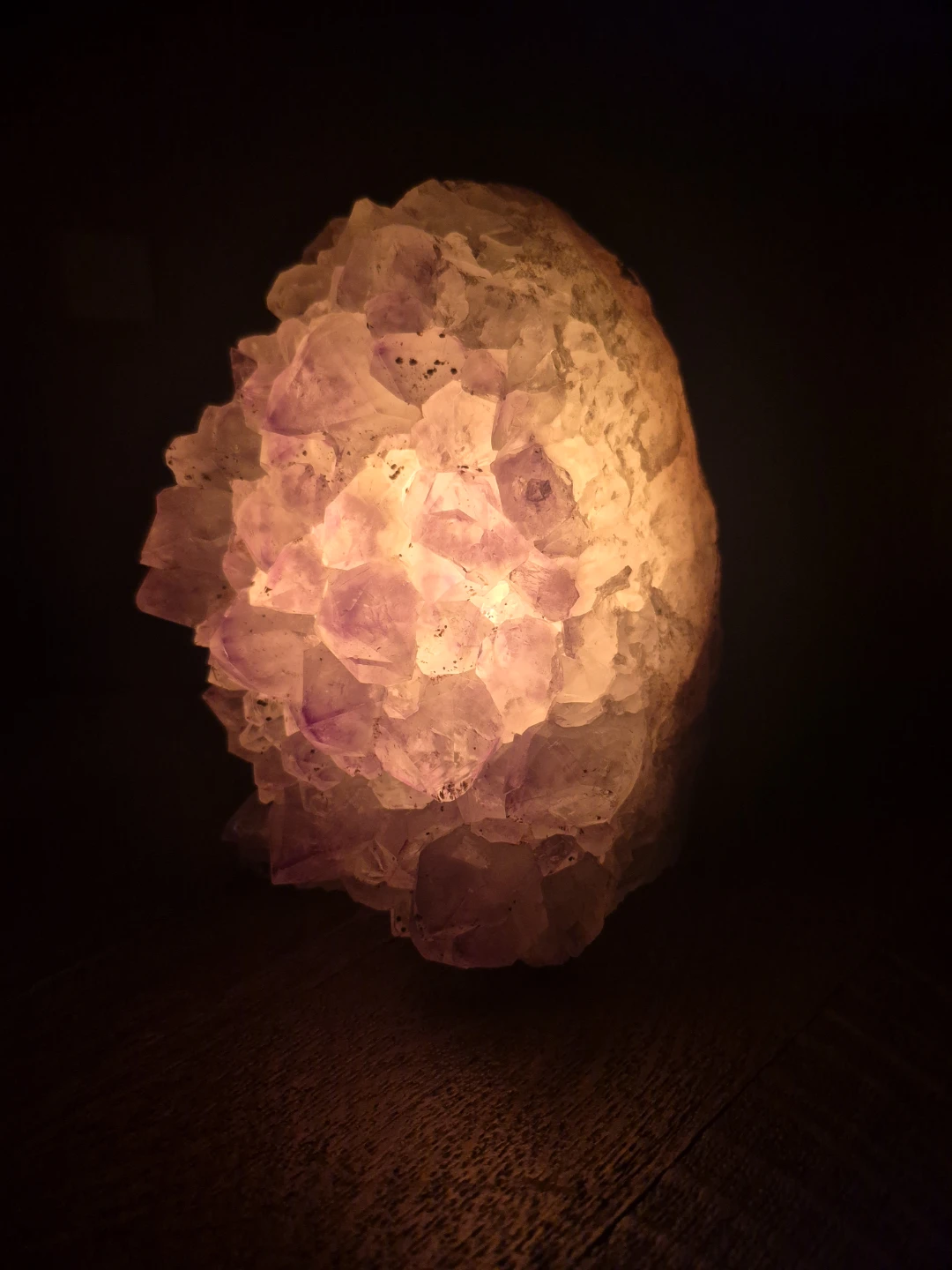 Large Natural Amethyst Crystal Cluster Lamp with Warm Glow - photo 4