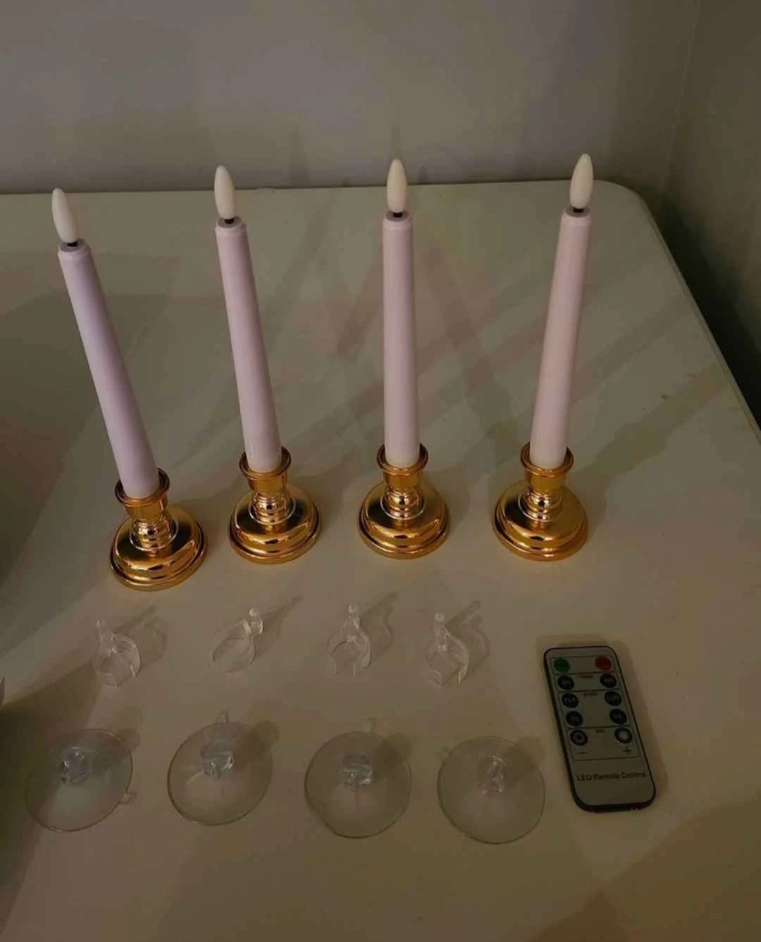 Set of 4 LED Taper Candles with Remote 🏈 - photo 3