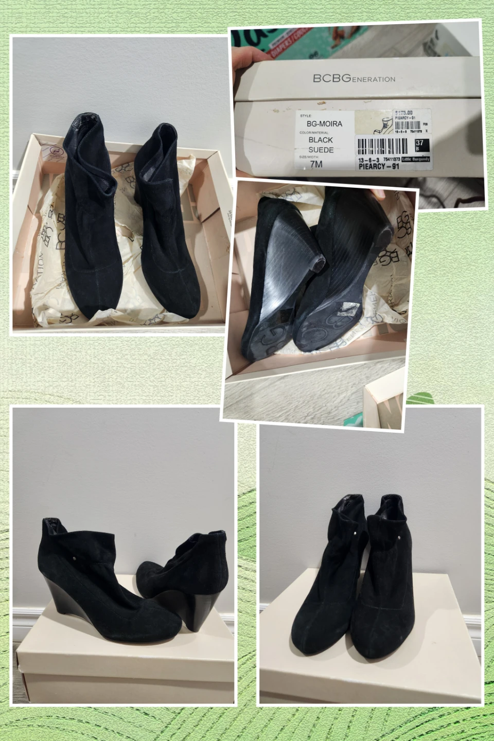 BCBGGeneration Black Suede Wedge Ankle Boots - photo 4