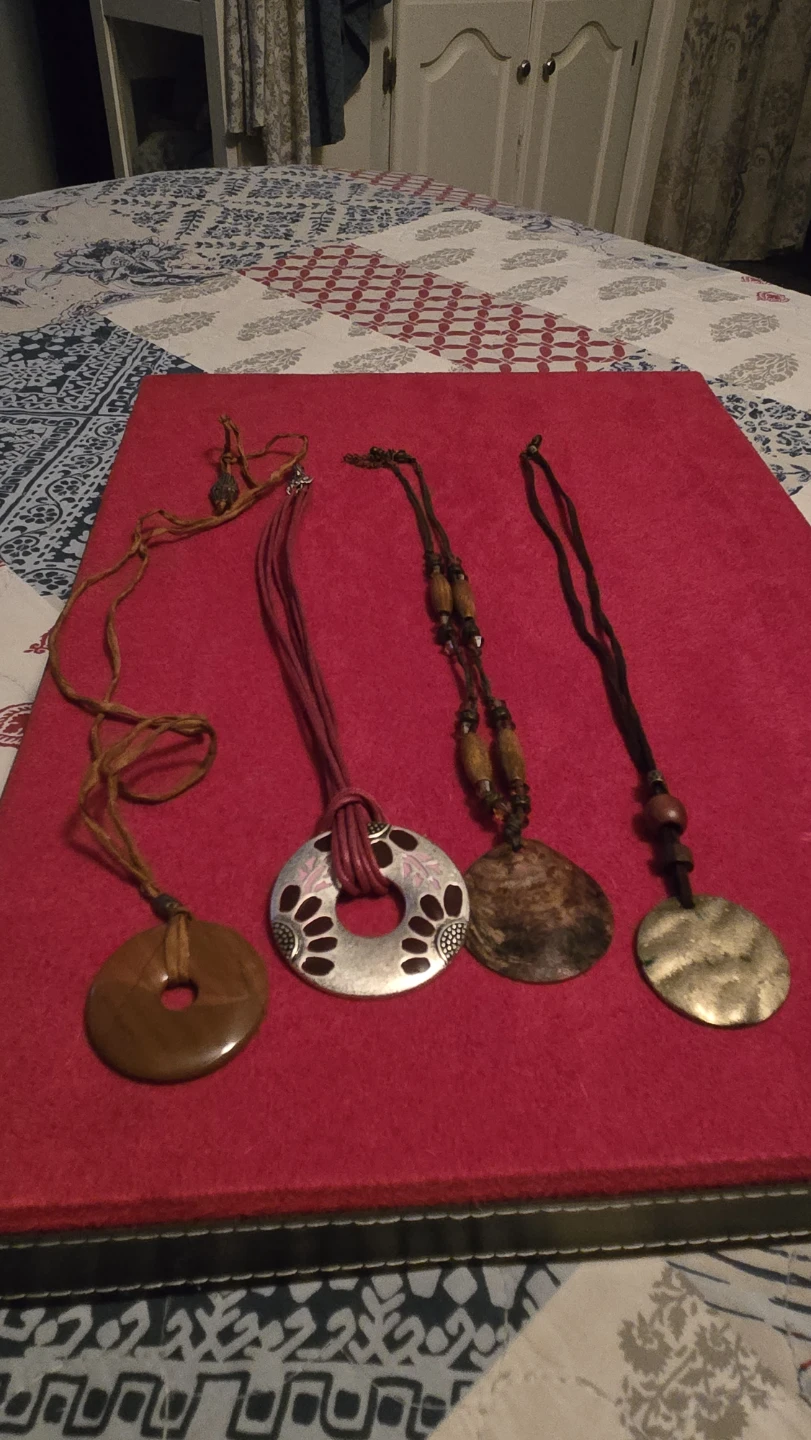 Set of 4 Boho Style Pendant Necklaces