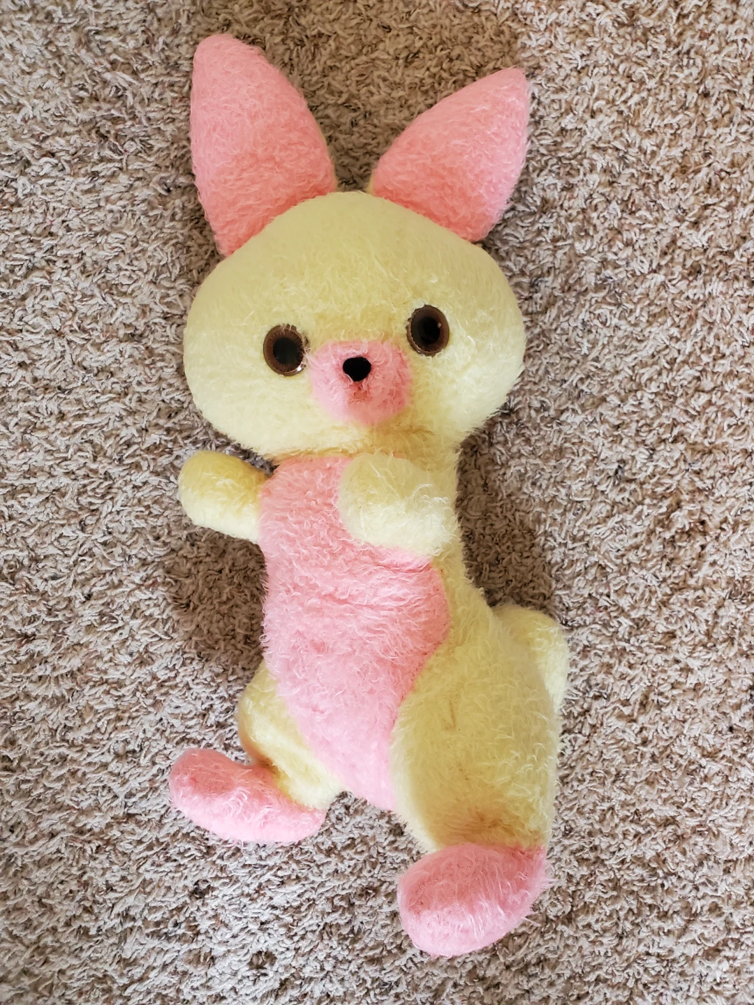 Vintage Yellow and Pink Plush Bunny