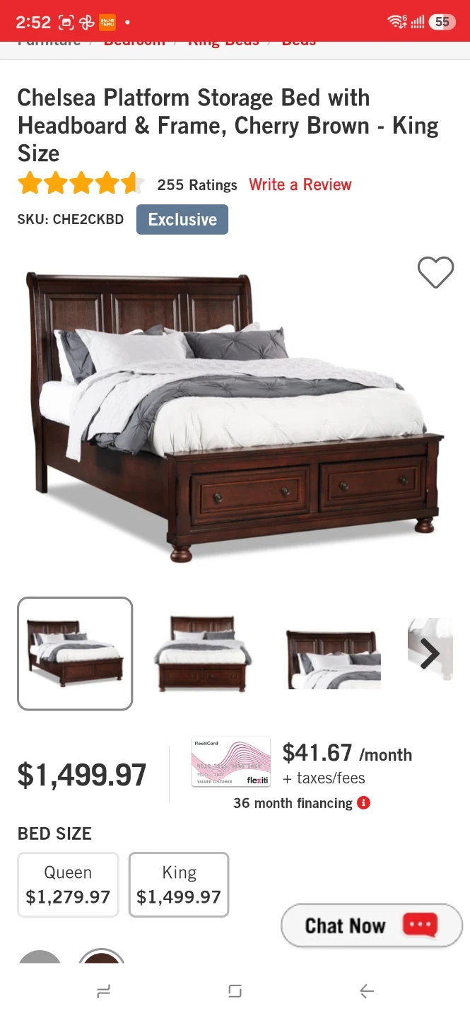 Chelsea Platform Storage Bed -  King Size Brand new in box