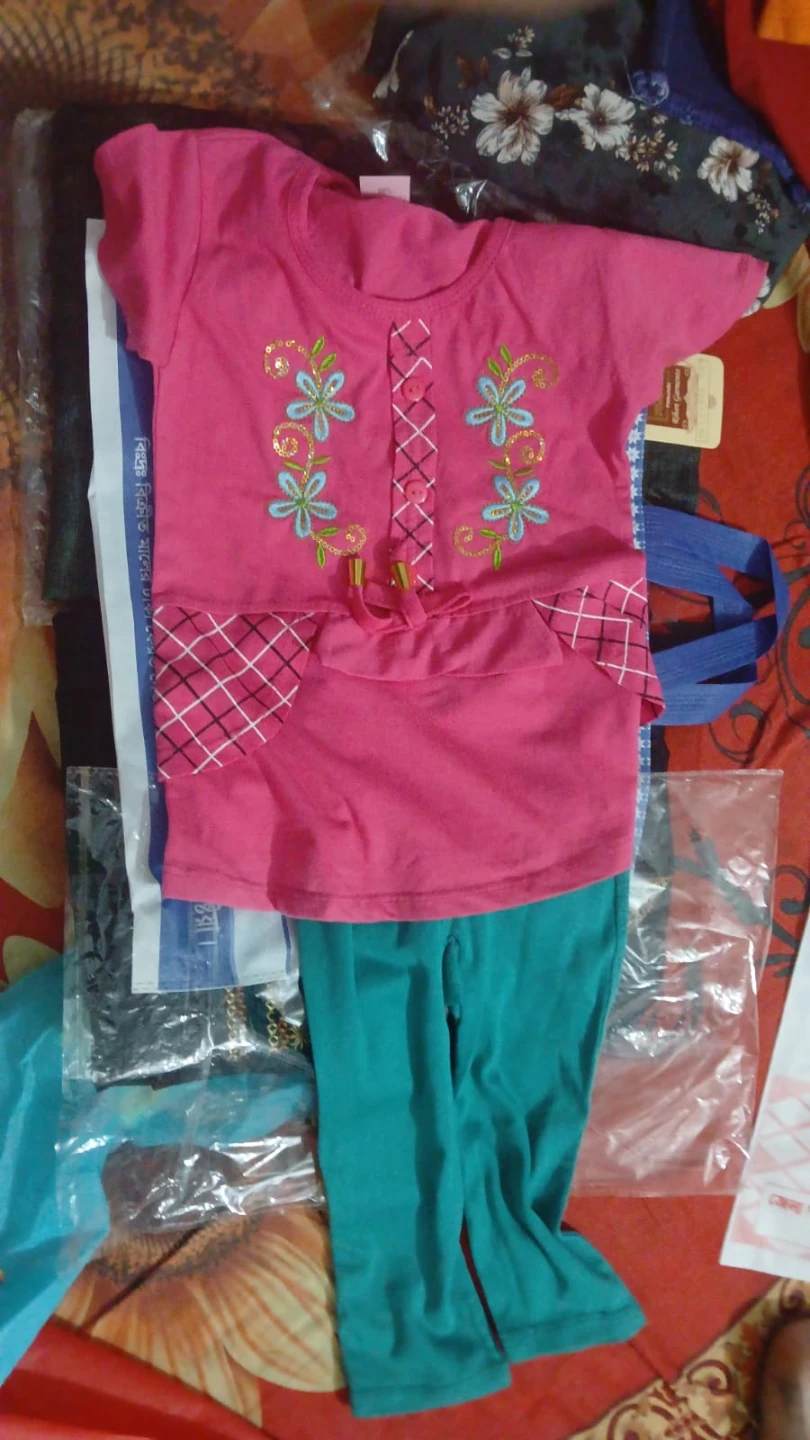 Girls Pink Floral Top and Teal Leggings Set🏈