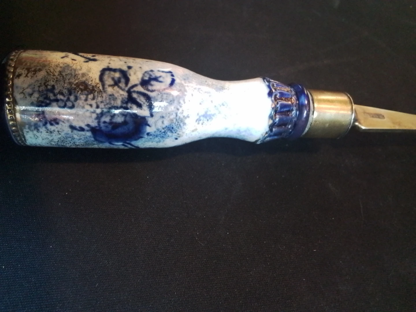 Antique 1890s English Flow Blue & Silverplate Salad Serving Fork - photo 4