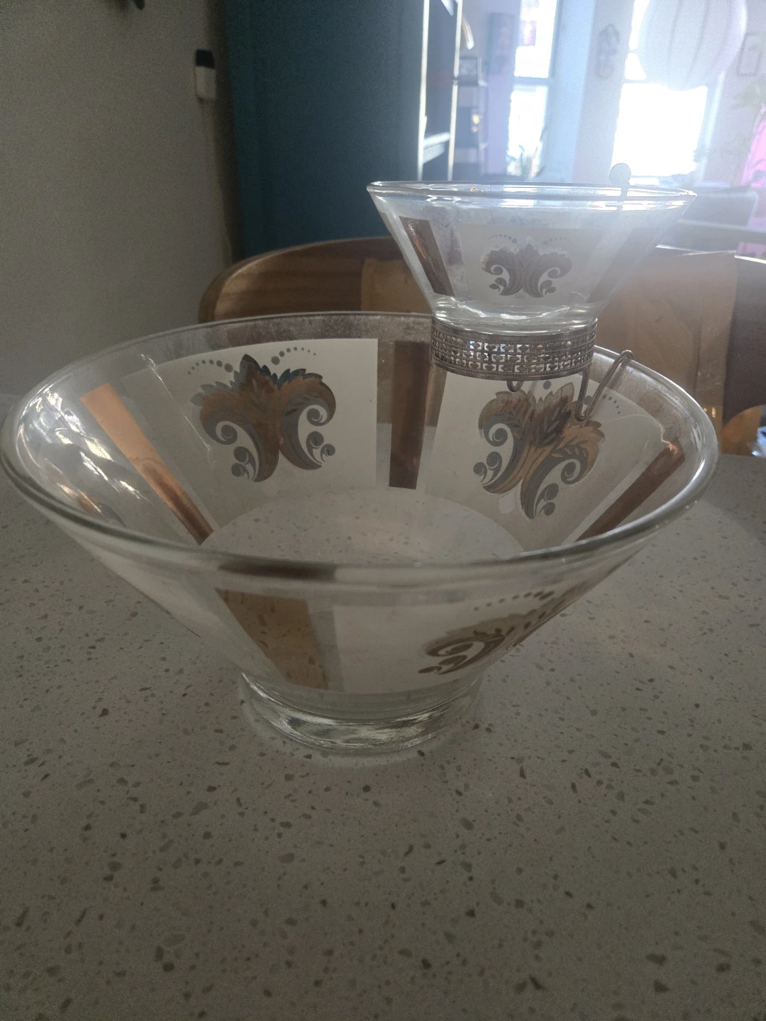 Vintage Glass Chip and Dip Bowl Set