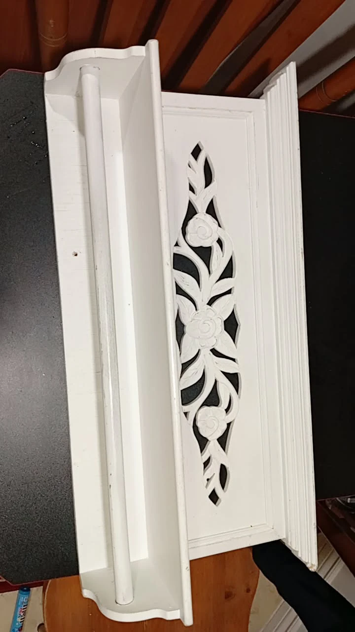 White Wooden Floral Paper Towel Holder - photo 3