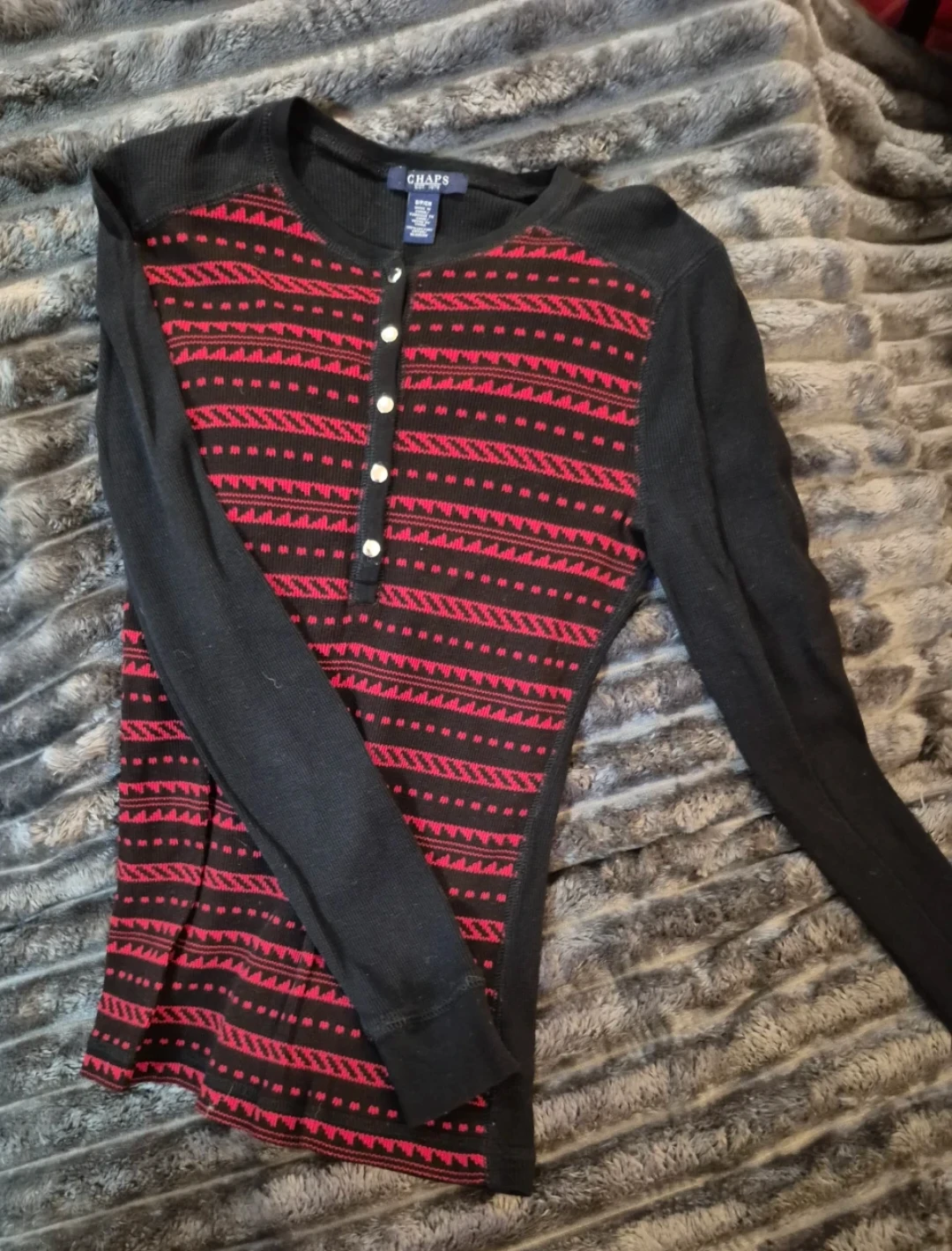 Chaps Black and Red Thermal Long-Sleeve Shirt - photo 3