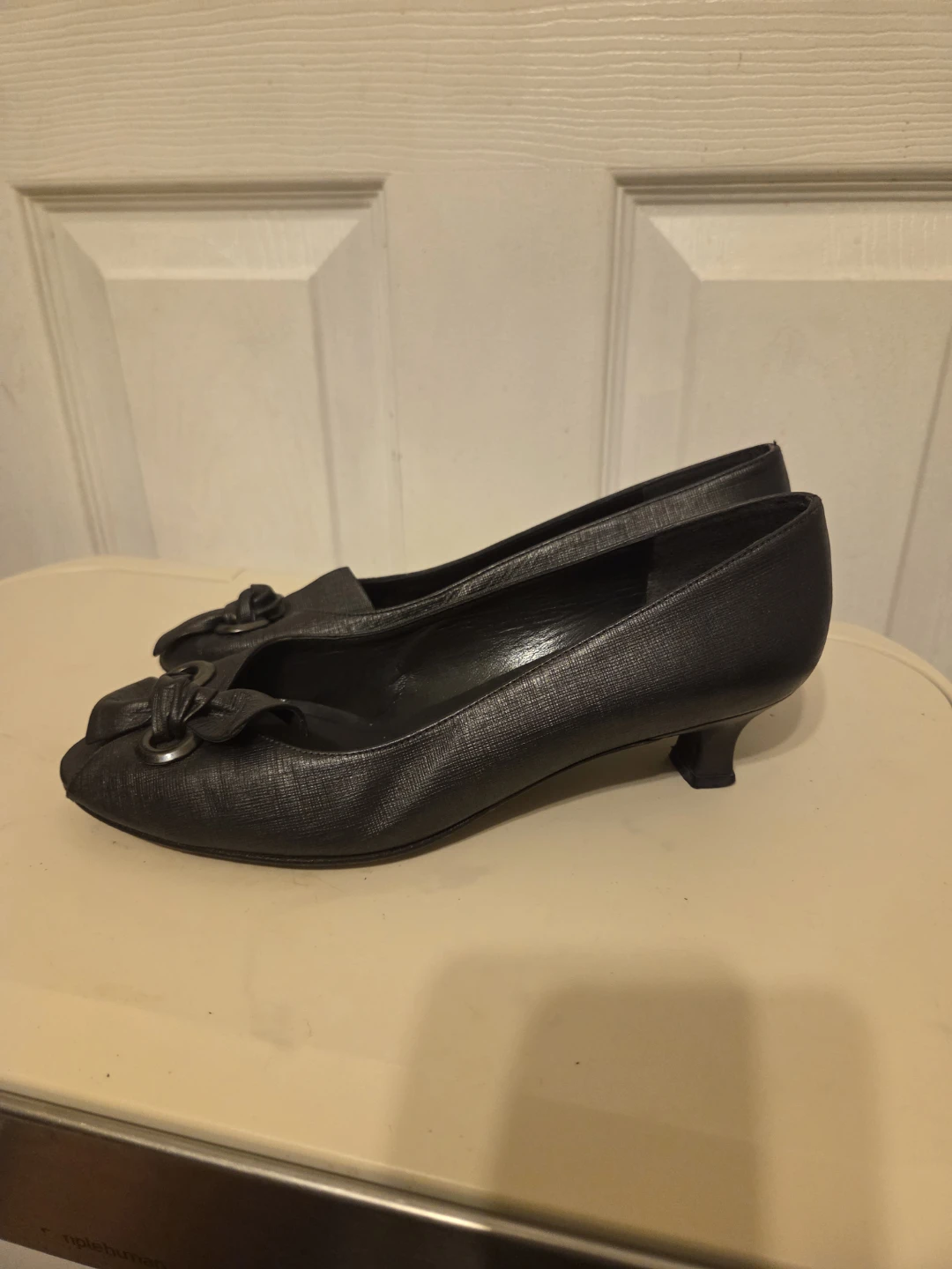 Stuart Weitzman black peep toe kitten heels - photo 3