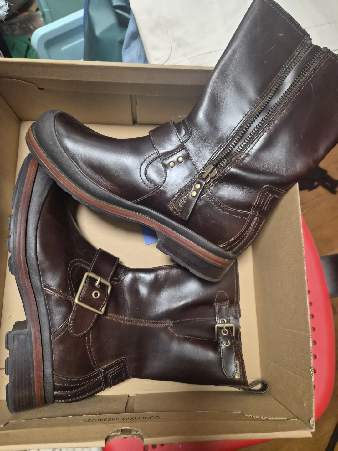 UGG Australia Brown Leather Buckle Biker Boots