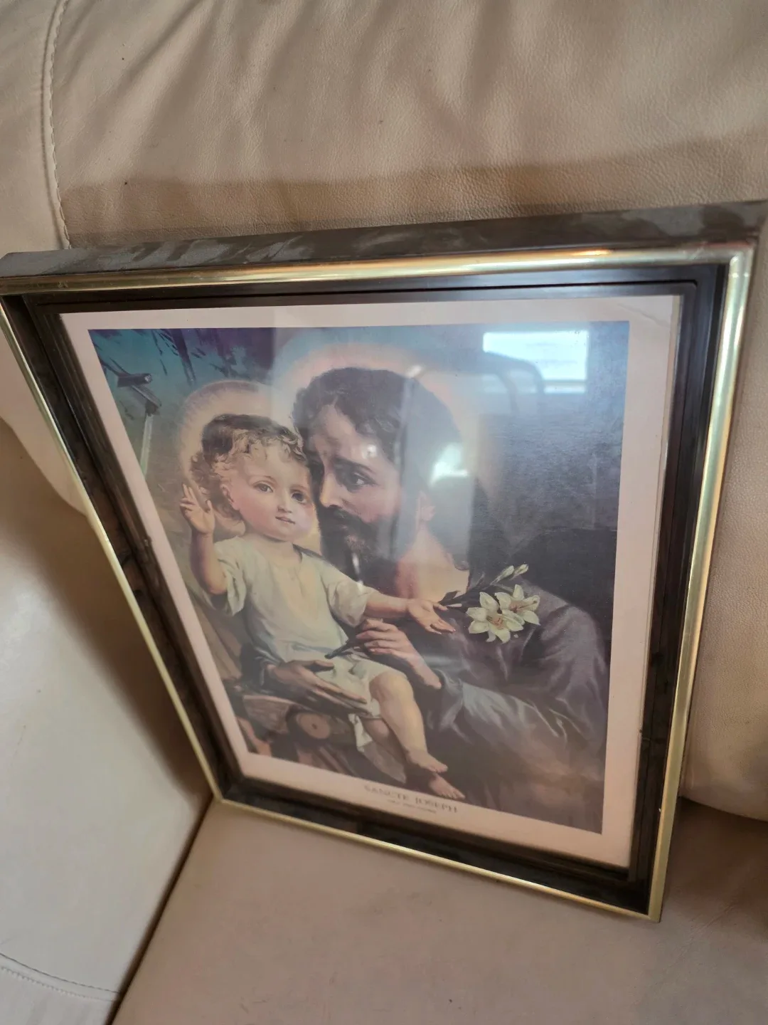 Framed Sancte Joseph Religious Art Print