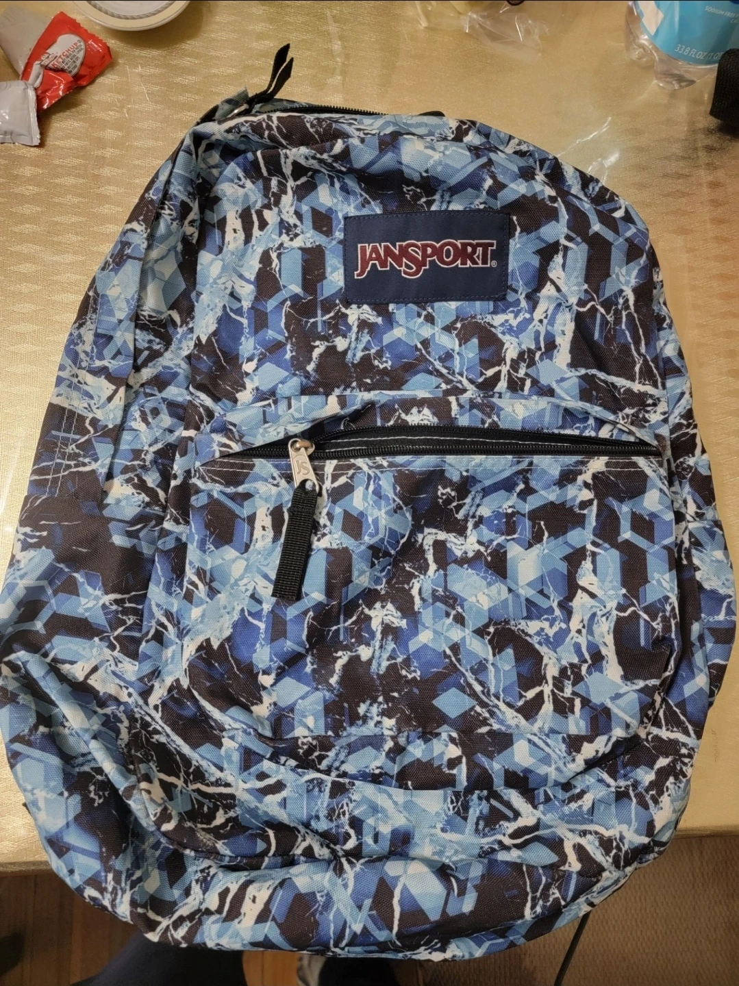 JanSport Backpack Blue Geometric Print