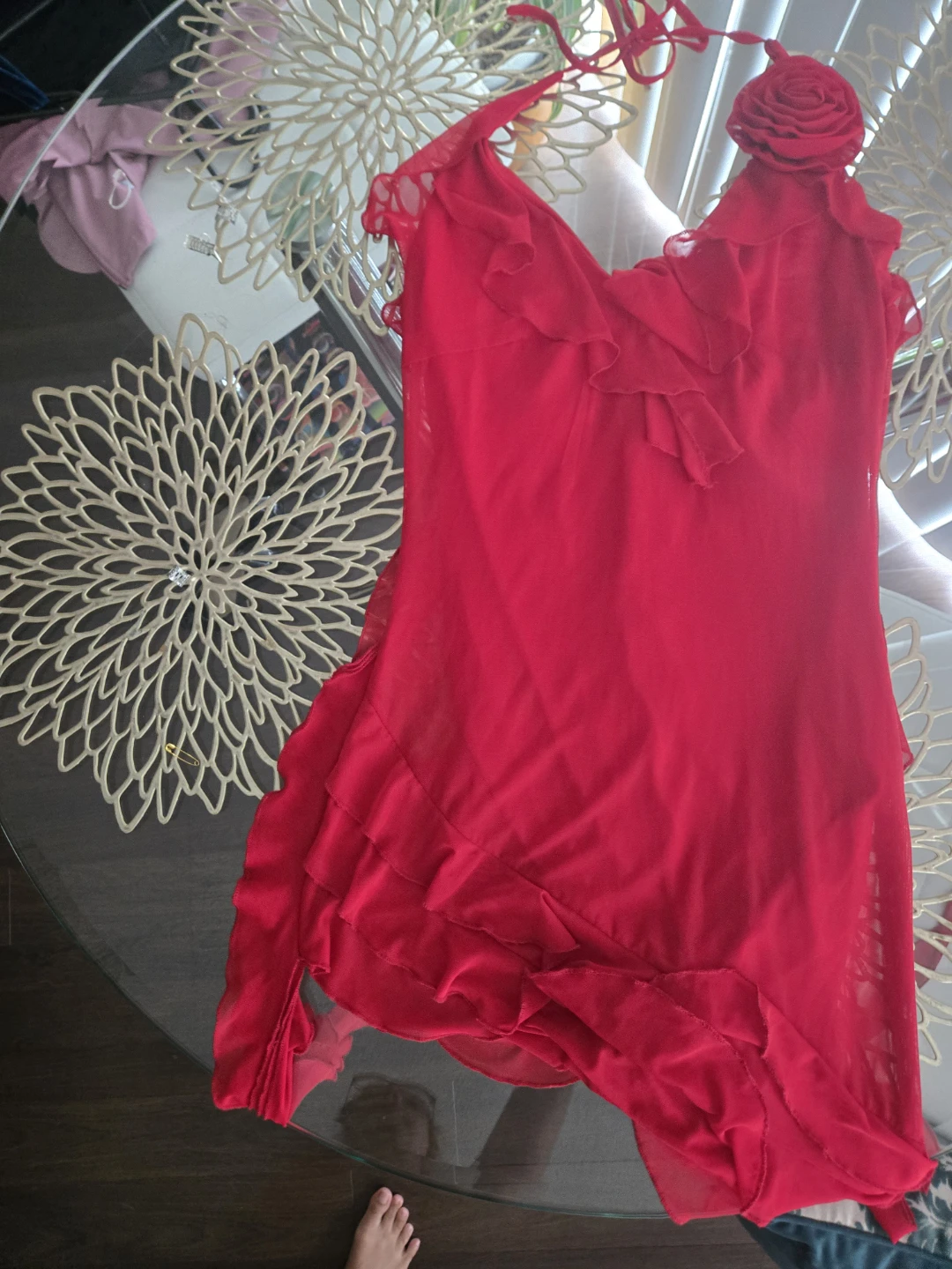 Fashion Nova Red Ruffle Halter Dress - photo 3