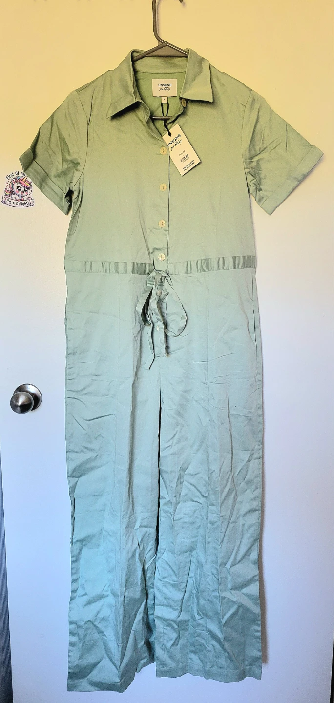 NEW ($175 retail) - Unsung Poetry - Sage Green Jumpsuit - Size L