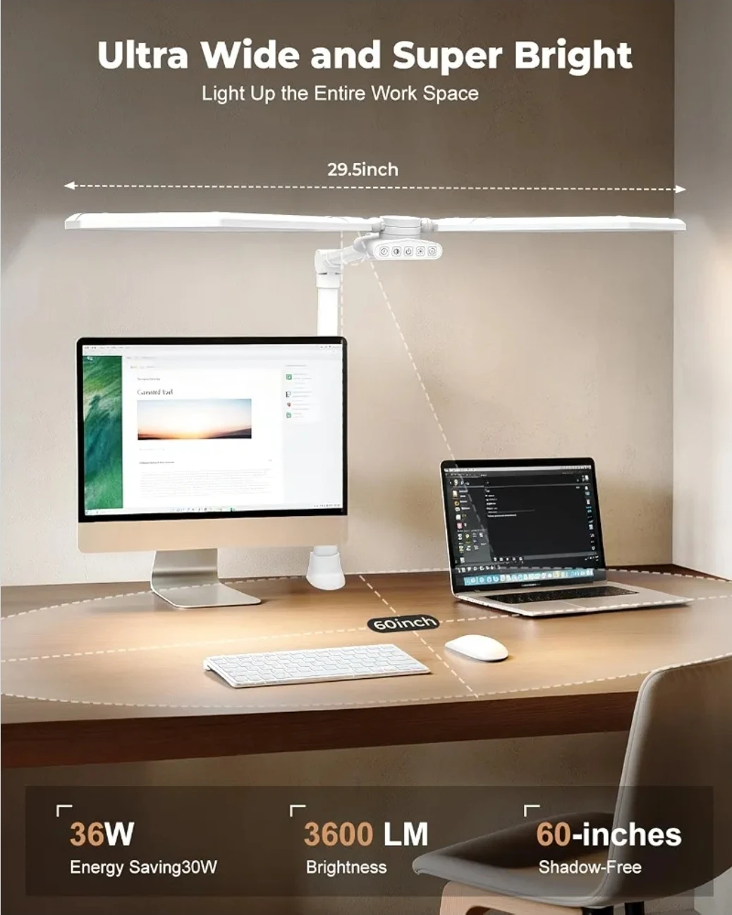 Dual-Head LED Desk Lamp with Clamp - photo 2