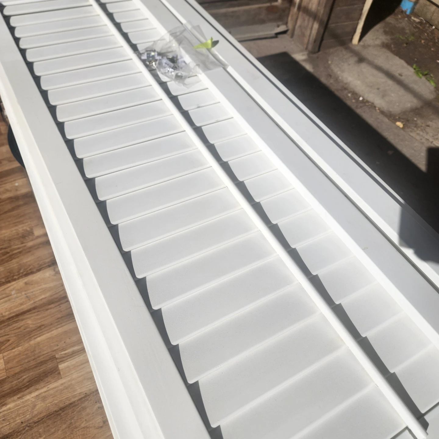 White Louvered Window Shutters - photo 5