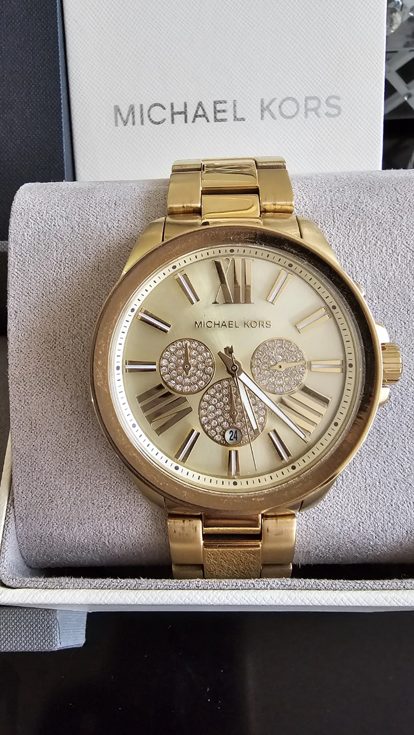 Michael Kors Men's Gold-Tone Chronograph Watch + Original Box