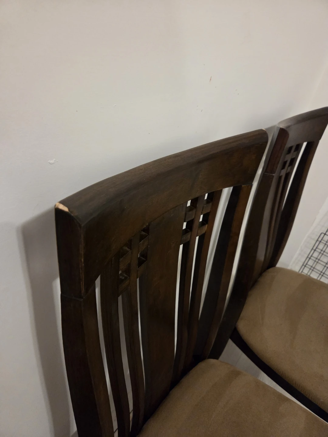Three dark wood dining chairs - photo 3