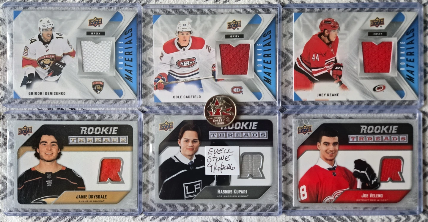 Collection of NHL Rookie Jersey Hockey Cards