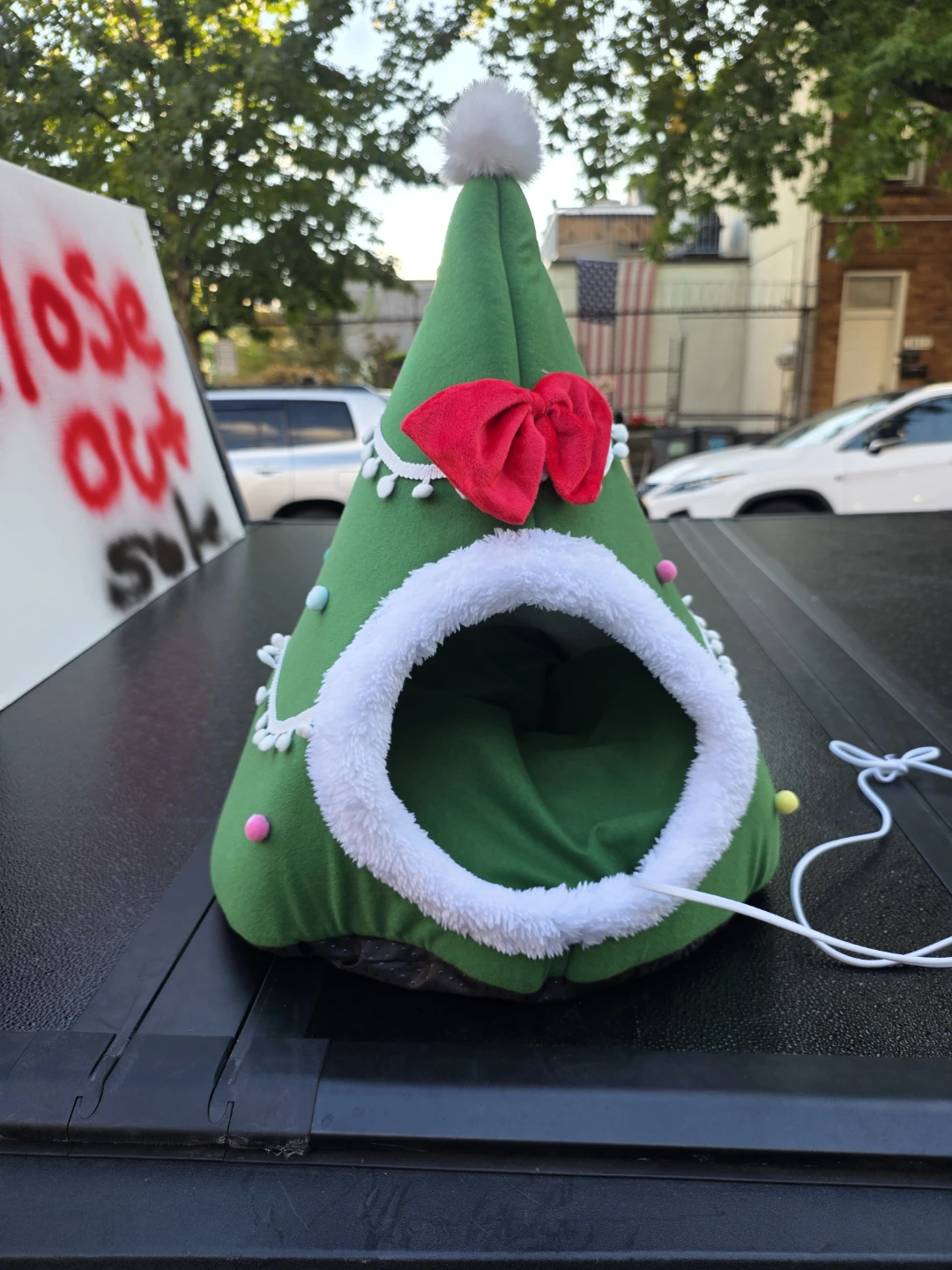 Christmas Tree Pet Bed with heated pad