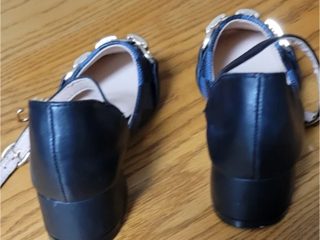 Blue Checked Chain Detail Block Heel Sandals - photo 3