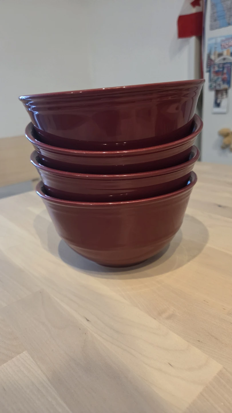 Set of 4 Red Ceramic Bowls