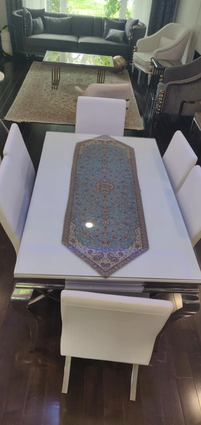 Modern White Dining Table and 6 Chairs Set