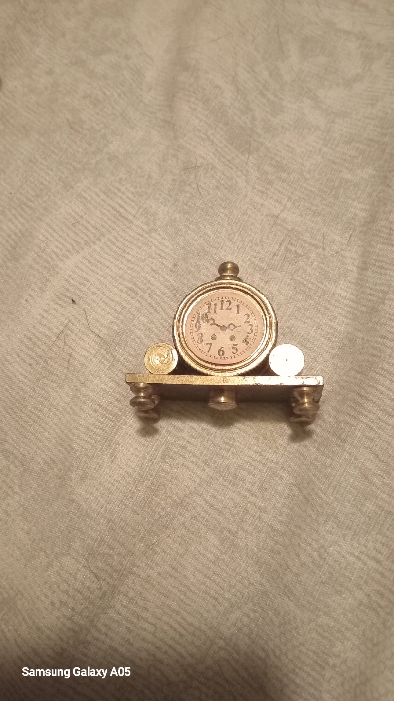 Miniature Brass Mantle Clock - photo 2
