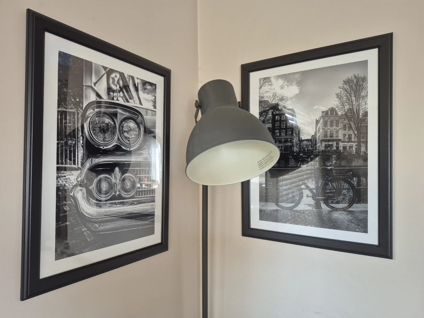 Framed Black and White Car and Bicycle Prints - photo 3