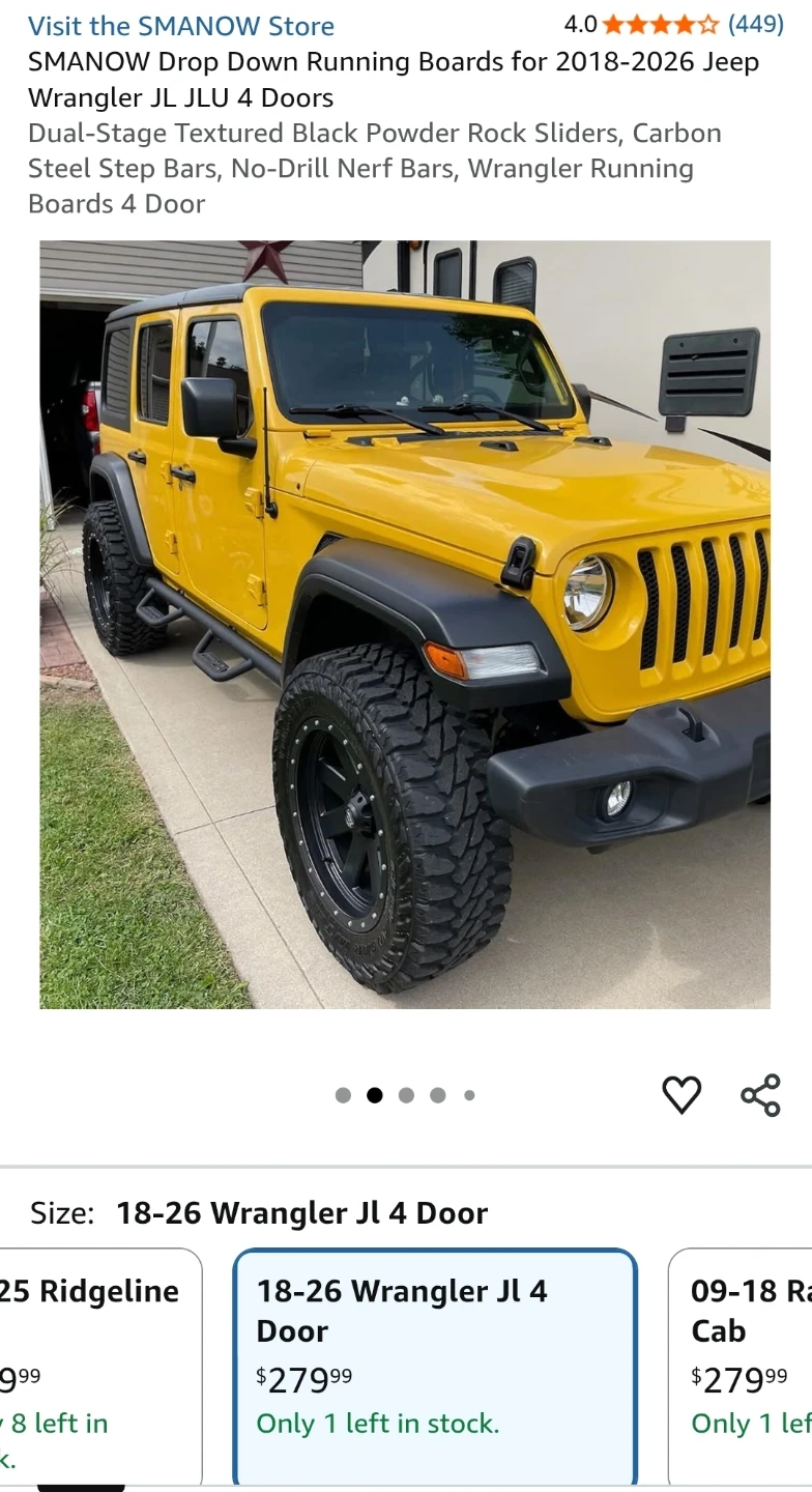 Drop Down Running Boards for 2018-2026 Jeep Wrangler - photo 2