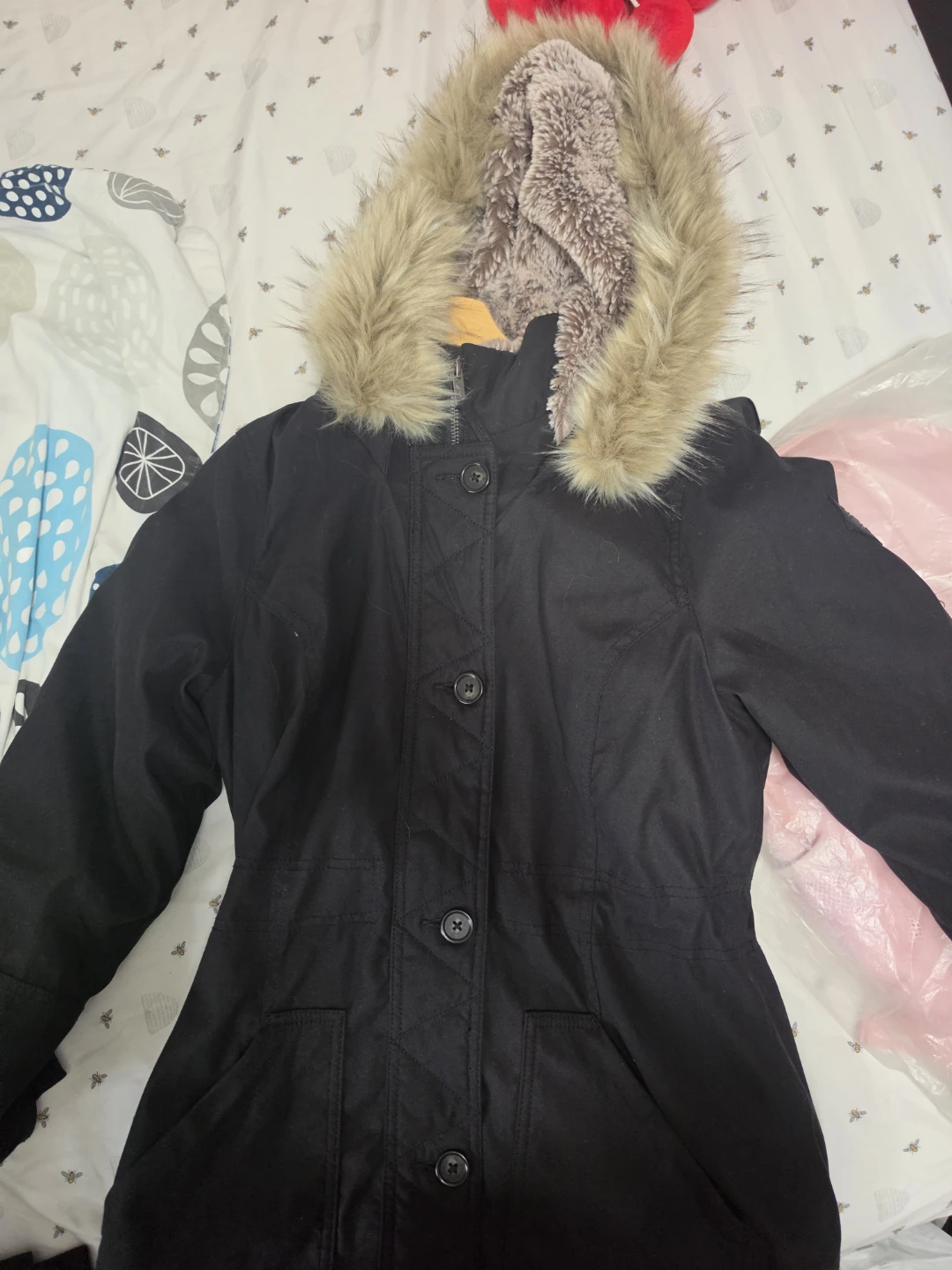 Hollister Black Parka Jacket Size Small