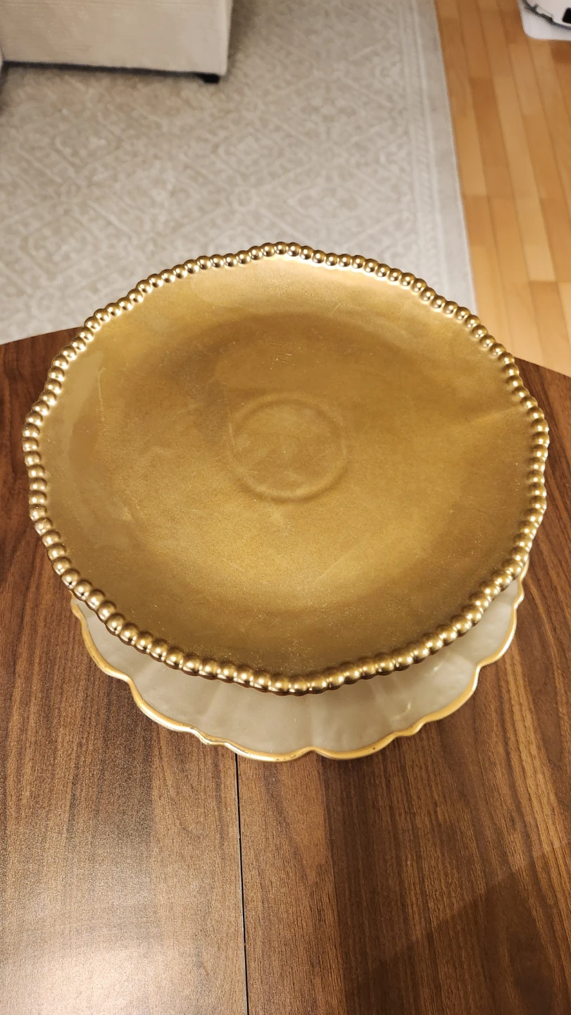 2-Piece Gold Beaded Cake Stand - photo 2