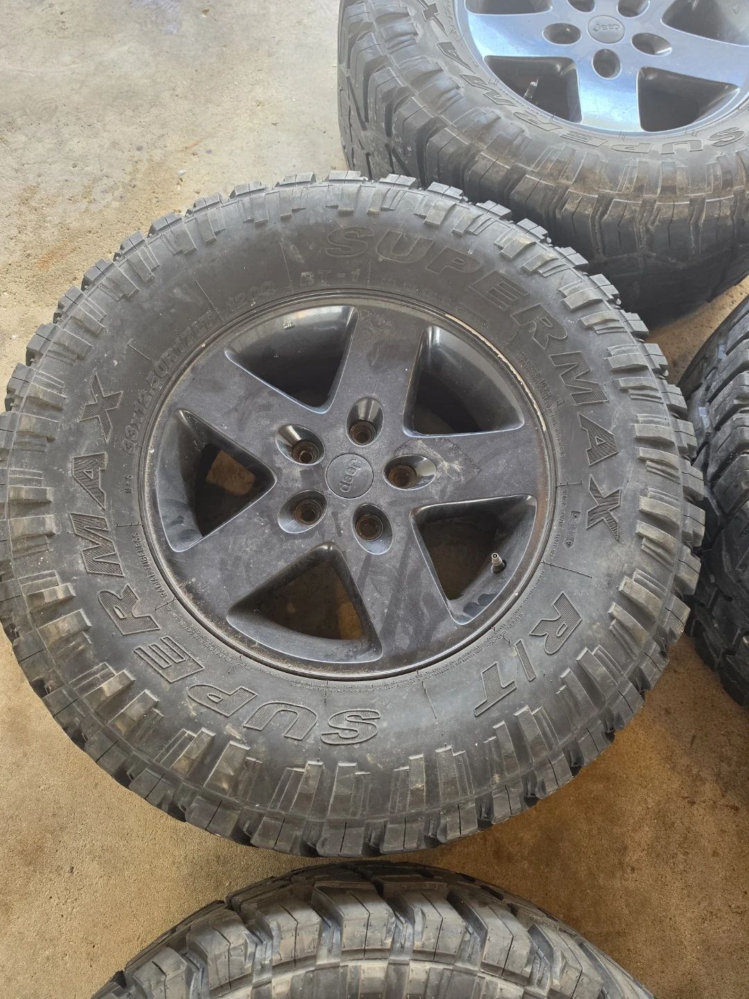 (5) 17 inch Jeep rims wheels 5x5 5x127 on 33x12.5R17 tires - photo 4