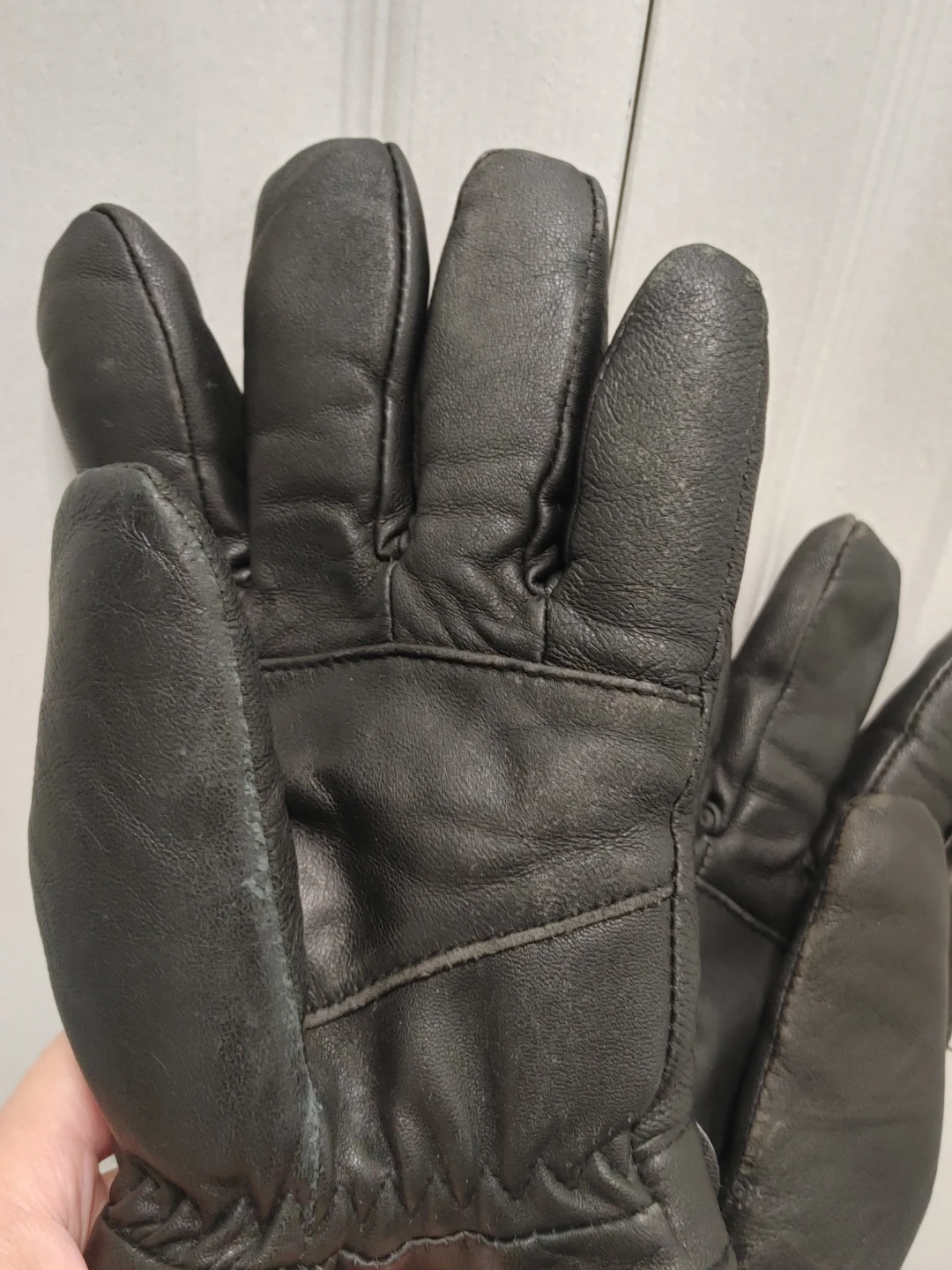Men's Black Leather Gloves size Medium - photo 5