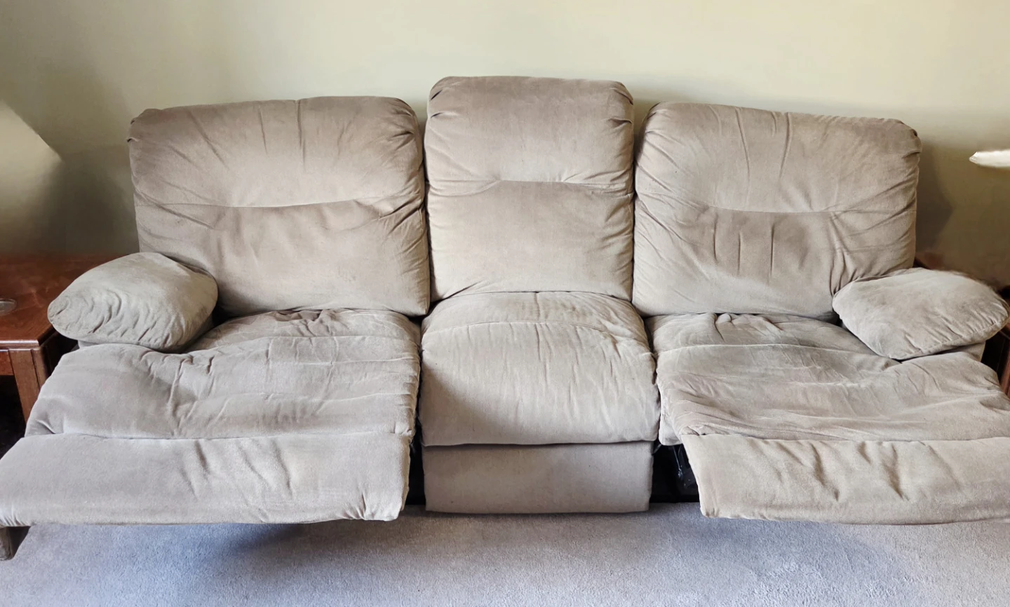 Beige Manual Reclining Sofa and Chair set - photo 2